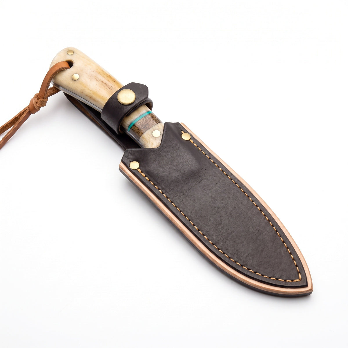 Ranch 6" Rasp Steel Bull Cutter | Bone & Turquoise, seated in the Crownridge sheath