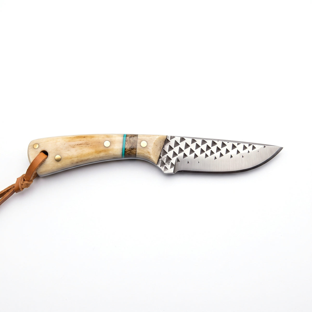 Ranch 6" Rasp Steel Bull Cutter | Bone & Turquoise, side profile on white