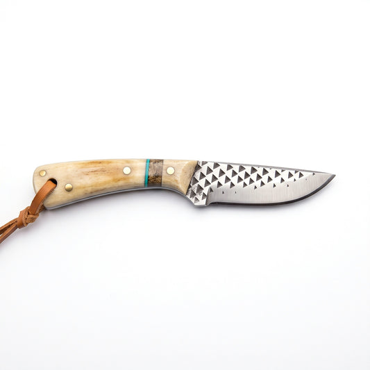 Ranch 6" Rasp Steel Bull Cutter | Bone & Turquoise, side profile on white
