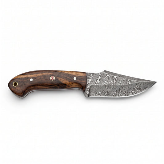 Ranch 8" Damascus Cowboy Knife | Rosewood, side profile on white