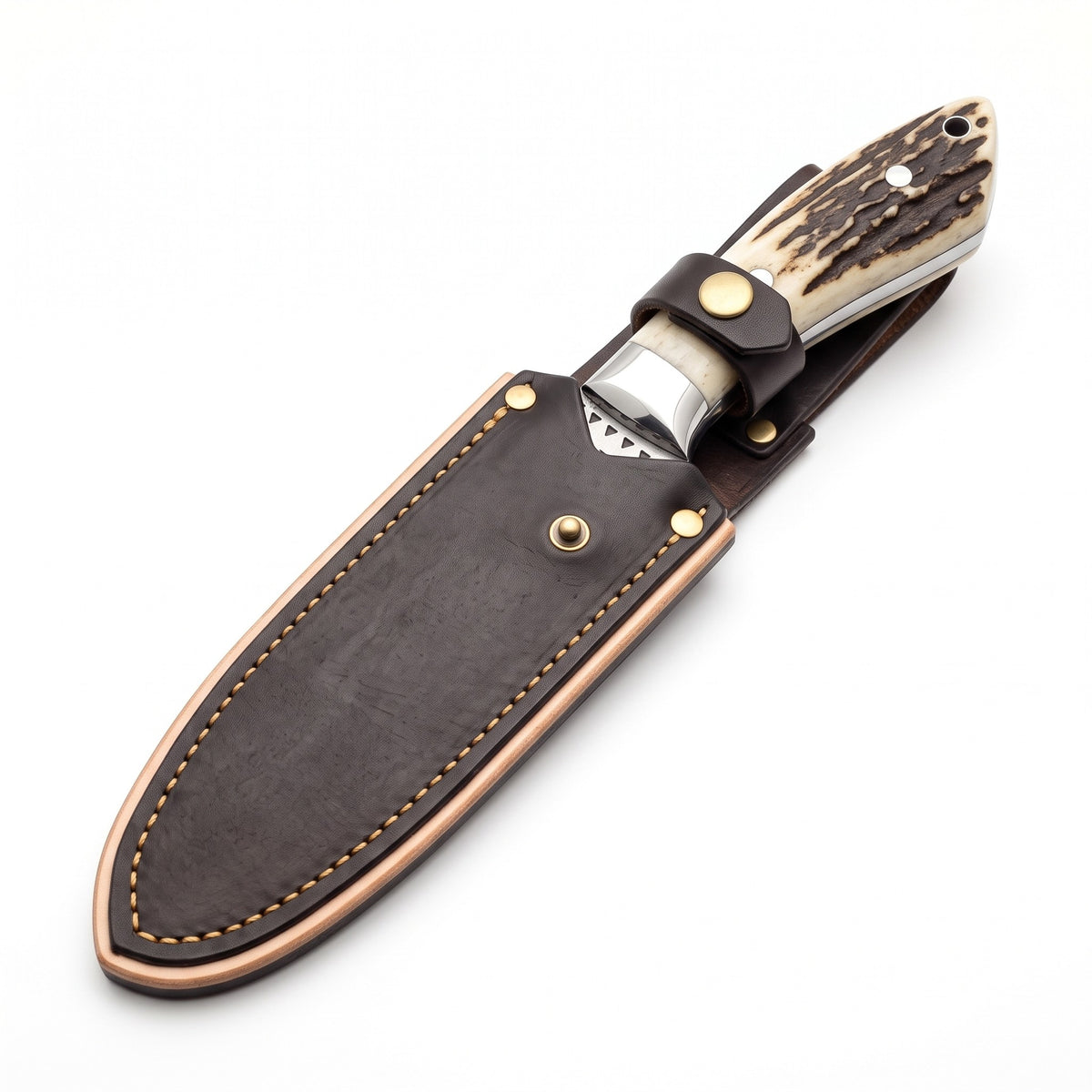 Ranch 7" Rasp Steel Cowboy Knife | Stag, seated in the Crownridge sheath