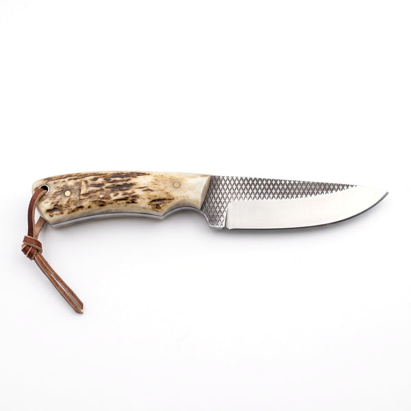 Ranch 8" Rasp Steel Cowboy Knife | Ram Horn, side profile on white
