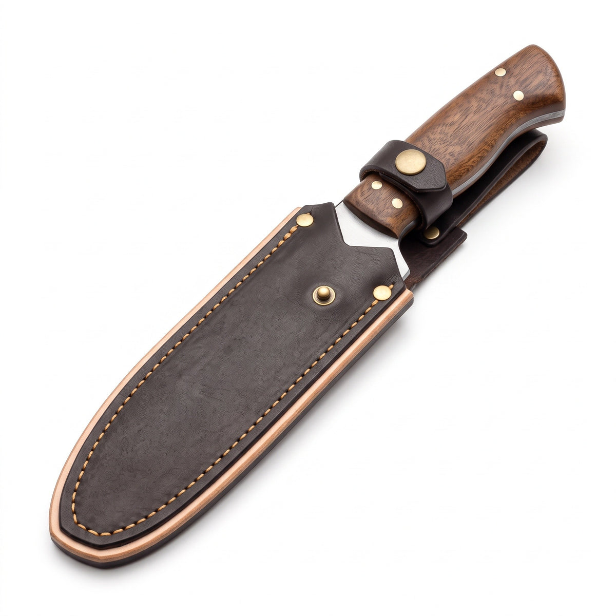 Ridgeback 10" Carbon Steel Hunting Knife | Ram Horn, seated in the Crownridge sheath