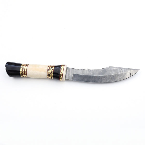 Ridgeback 10.5" Damascus Hunting Knife | Bone, side profile on white