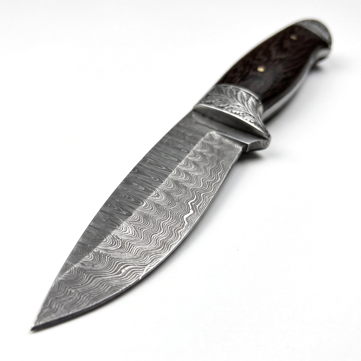Ridgeback 10" Damascus Hunting Knife | Wenge, Damascus blade close-up