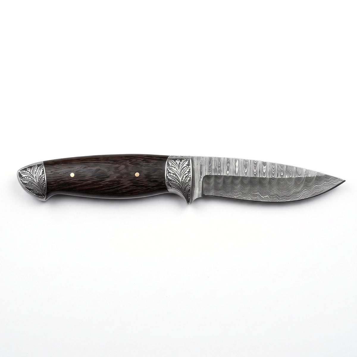Ridgeback 10" Damascus Hunting Knife | Wenge, side profile on white