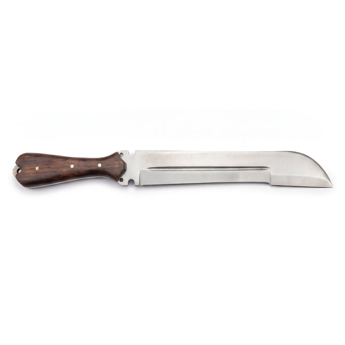 Ridgeback 15" Satin Steel Hunting Knife | Walnut, side profile on white