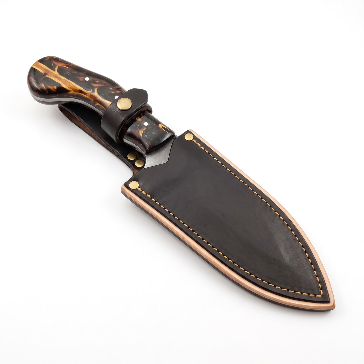 Ridgeback 7.5" Carbon Steel Hunting Knife | Resin, seated in the Crownridge sheath