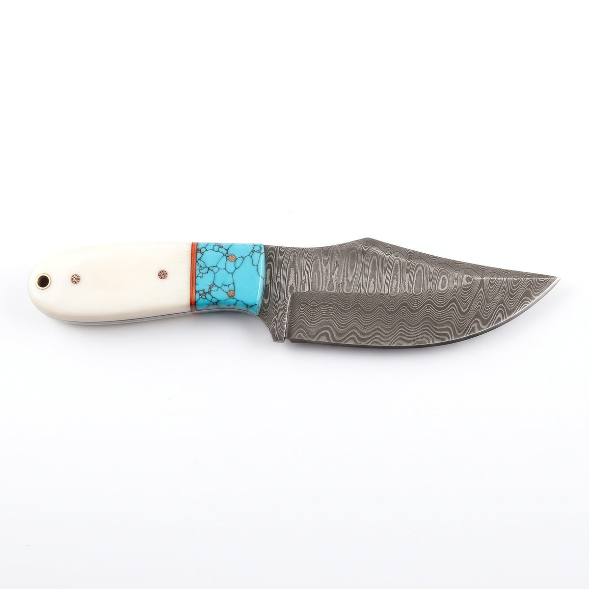 Ridgeback 8.5" Damascus Hunting Knife | Horn, side profile on white