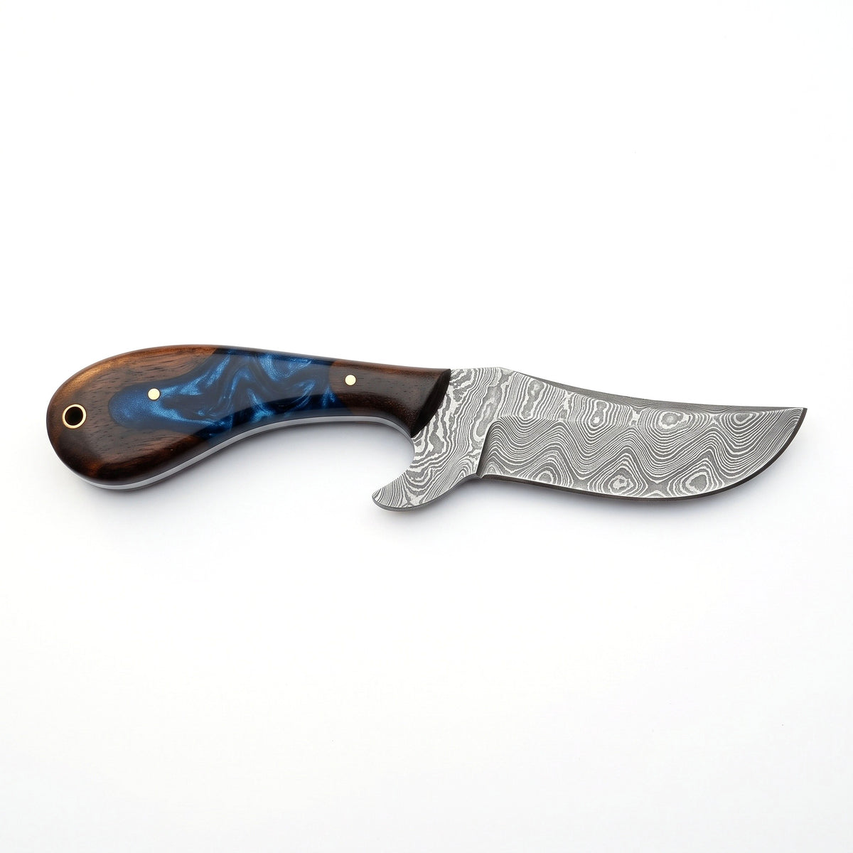 Ridgeback 8.5" Damascus Hunting Knife | Resin, side profile on white