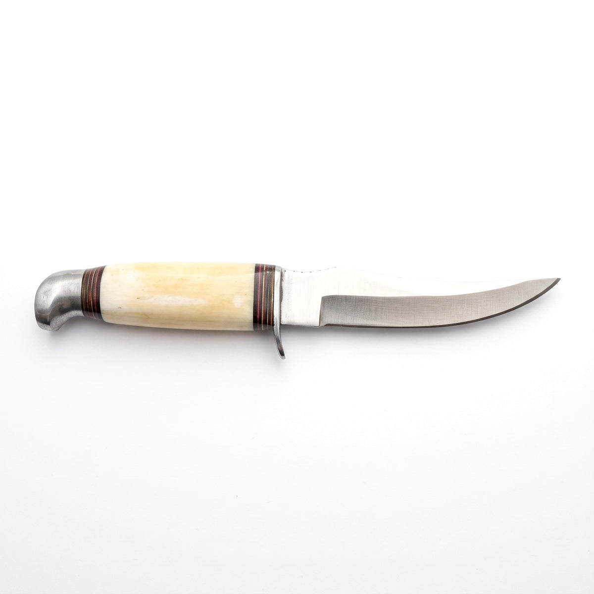 Ridgeback 8.5" Carbon Steel Hunting Knife | Bone & Brass, side profile on white