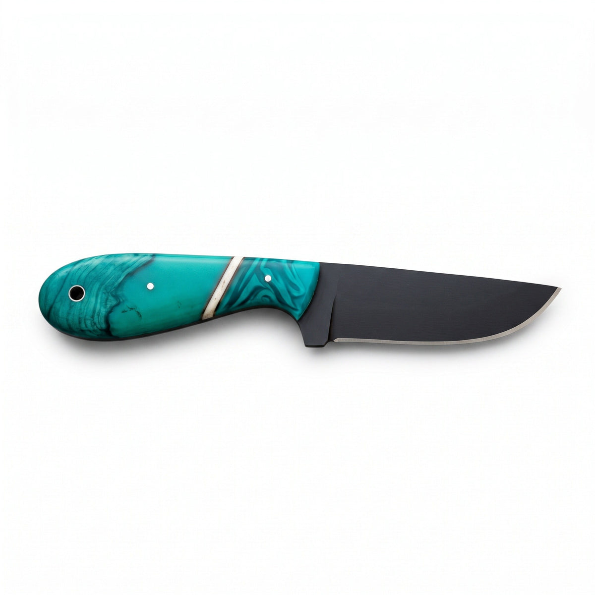 Ridgeback 8.5" Carbon Steel Hunting Knife | Turquoise, side profile on white