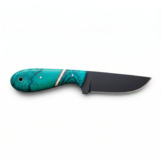 Ridgeback 8.5" Carbon Steel Hunting Knife | Turquoise, side profile on white