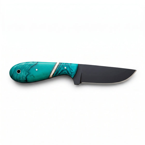 Ridgeback 8.5" Carbon Steel Hunting Knife | Turquoise, side profile on white