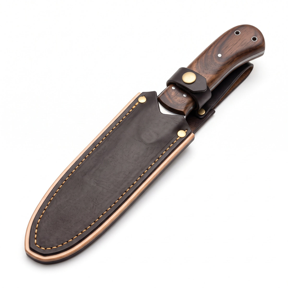 Ridgeback 9.5" Carbon Steel Hunting Knife | Walnut, seated in the Crownridge sheath