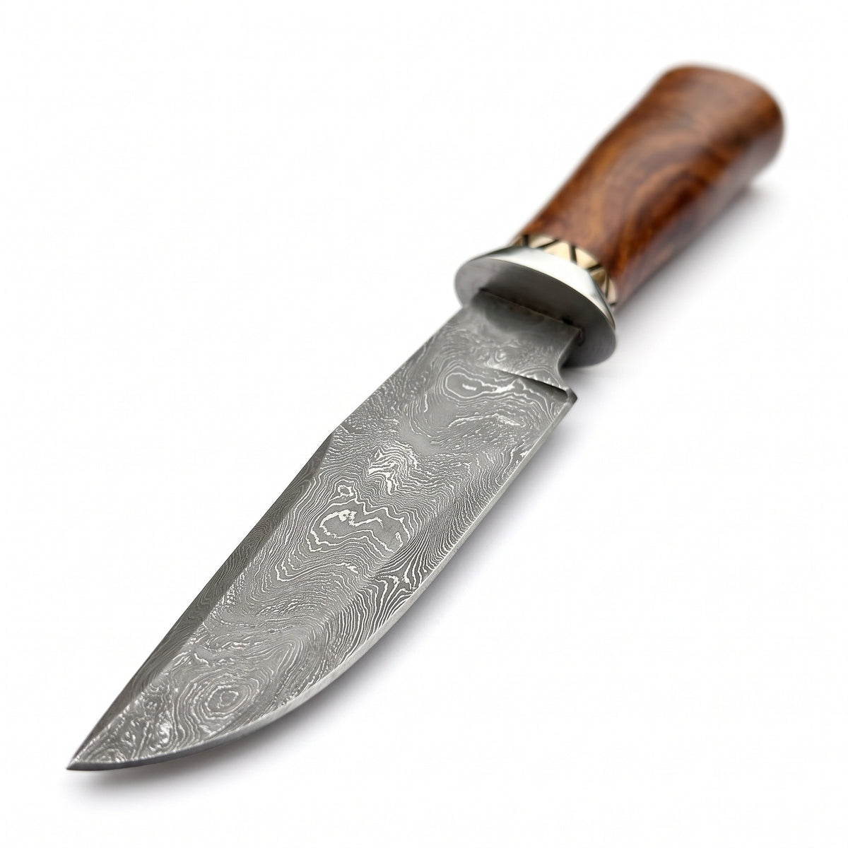 Ridgeback 9.5" Damascus Hunting Knife | Rosewood, Damascus blade close-up