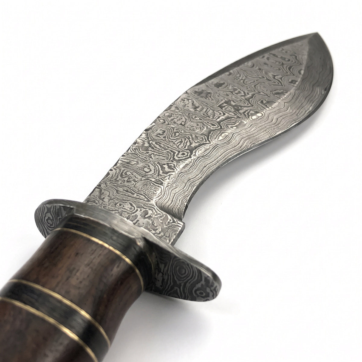Summit 18" Damascus Kukri | Hardwood, Damascus blade close-up