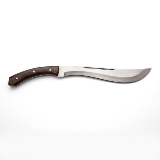 Summit 18" Satin Steel Kukri | Hardwood, side profile on white