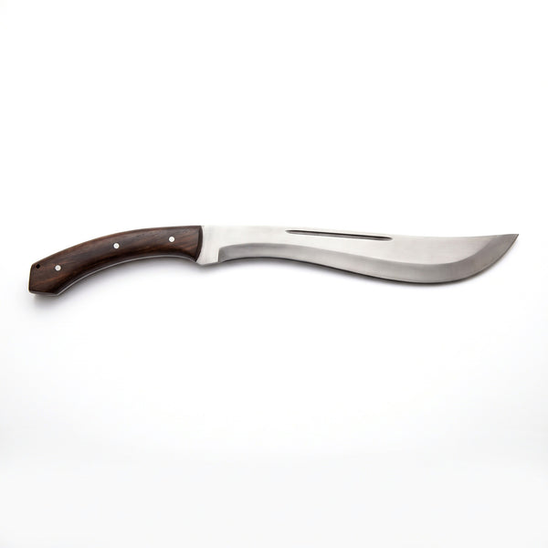 Summit 18" Satin Steel Kukri | Hardwood, side profile on white