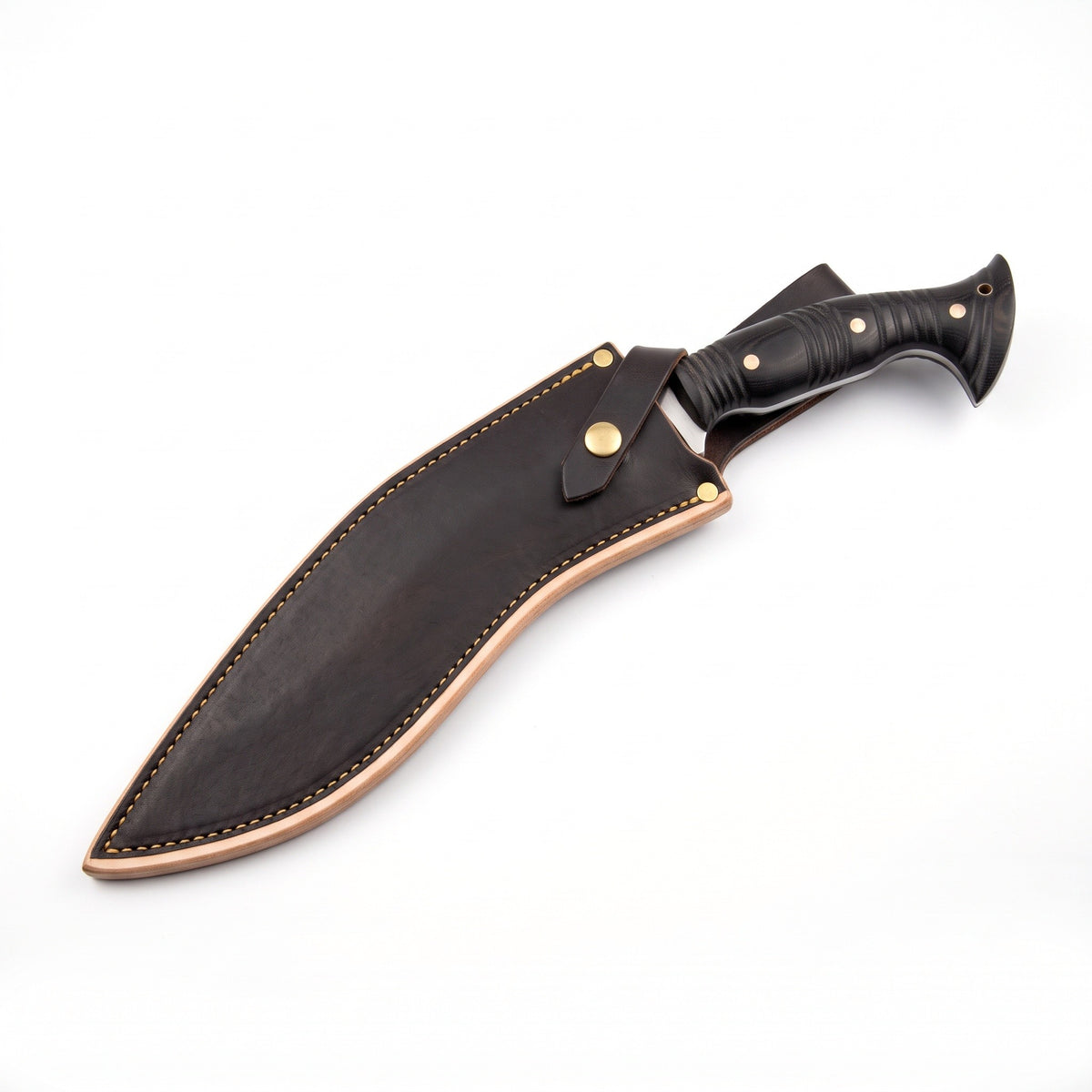 Summit 22" Satin Steel Kukri | Black Micarta, seated in the Crownridge sheath