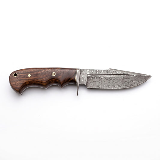 Timber 10" Damascus Bushcraft Knife | Walnut, side profile on white