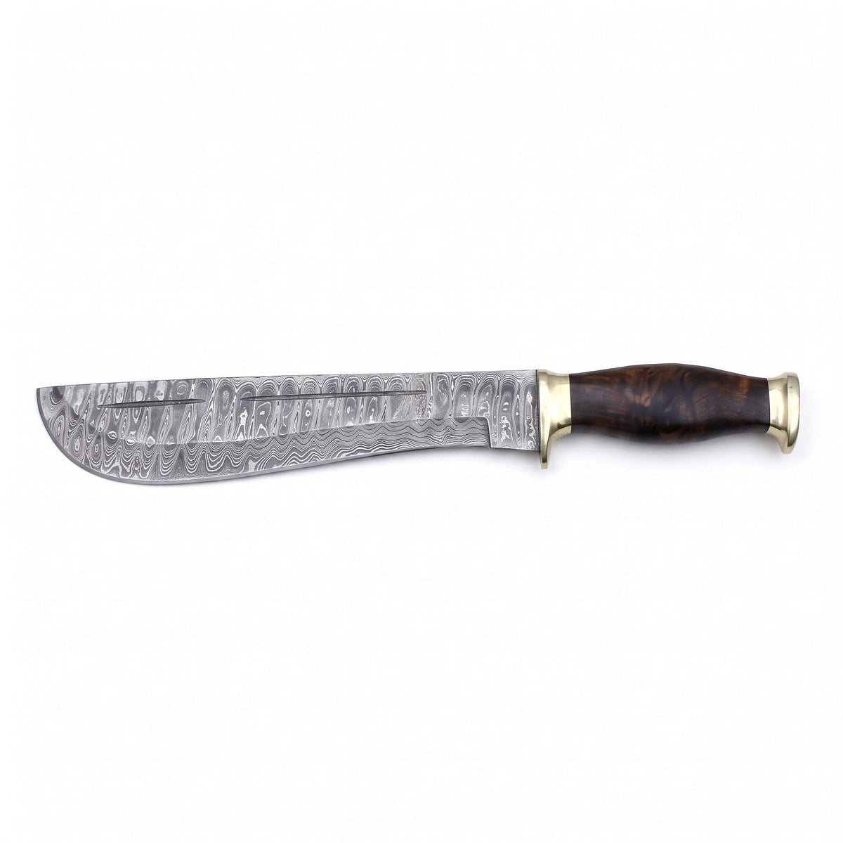 Timber 15" Damascus Camp Machete | Horn, side profile on white