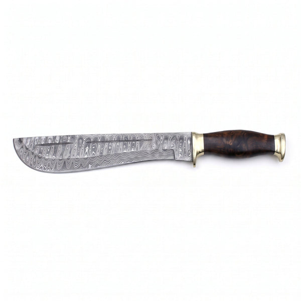 Timber 15" Damascus Camp Machete | Horn, side profile on white
