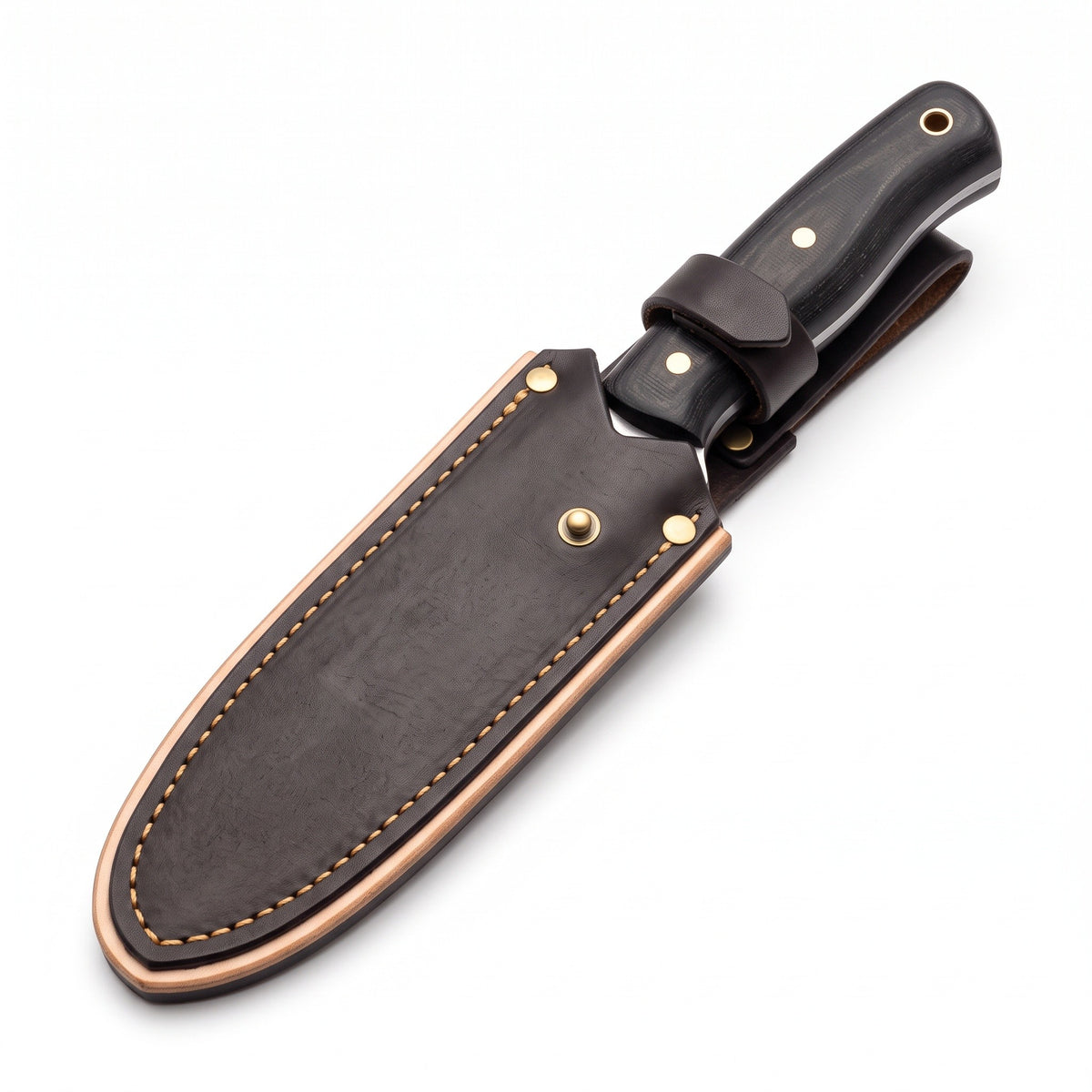 Timber 7.5" Carbon Steel Bushcraft Knife | Micarta, seated in the Crownridge sheath