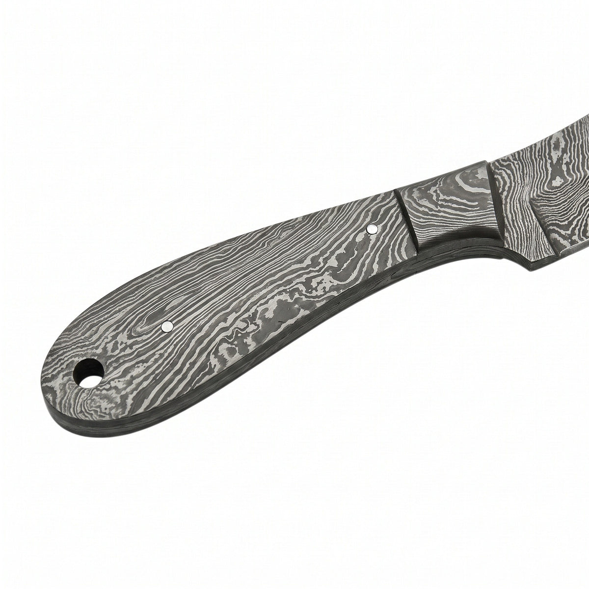 Timber 8" Damascus Camp Knife | Damascus Steel, handle and fittings close-up