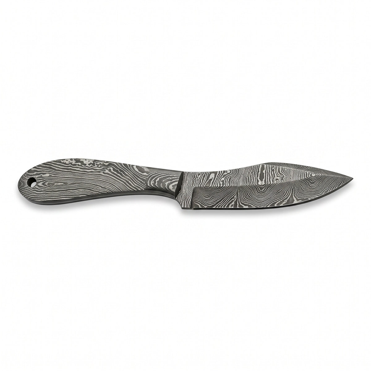 Timber 8" Damascus Camp Knife | Damascus Steel, side profile on white