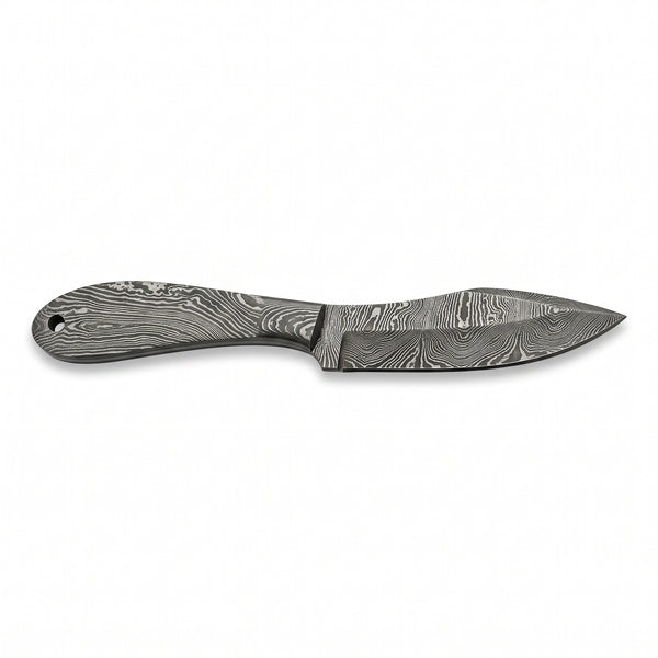 Timber 8" Damascus Camp Knife | Damascus Steel, side profile on white