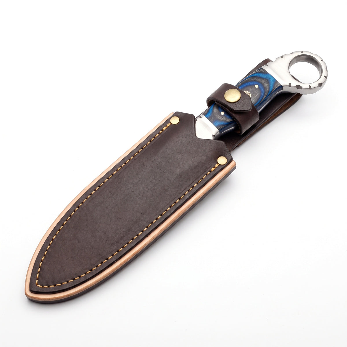 Trailhead 11" Carbon Steel Skinning Knife | Hardwood, seated in the Crownridge sheath
