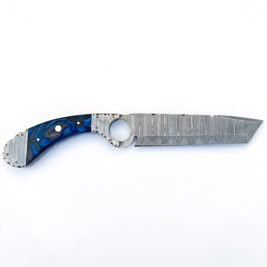 Trailhead 11" Damascus Skinning Knife | Hardwood, side profile on white