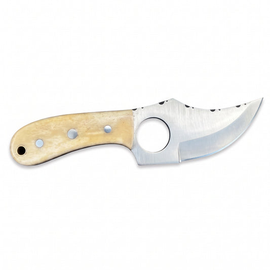 Trailhead 7" Carbon Steel Skinning Knife | Bone, side profile on white