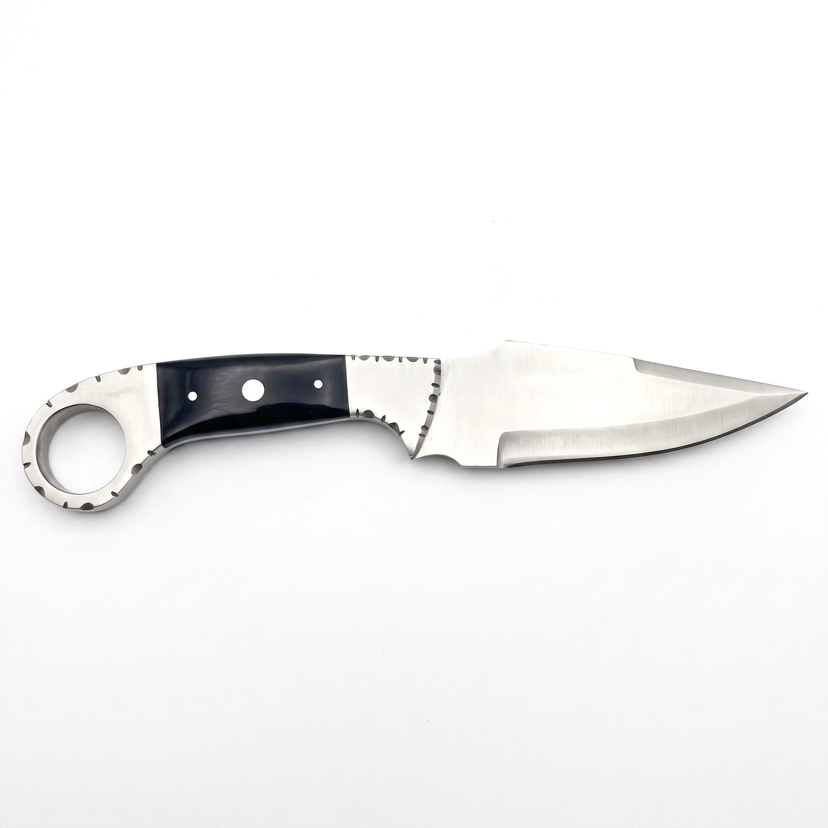 Trailhead 9" Carbon Steel Skinning Knife | Buffalo Horn, side profile on white