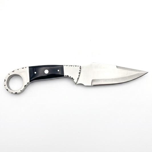 Trailhead 9" Carbon Steel Skinning Knife | Buffalo Horn, side profile on white